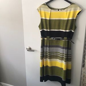 EUC ILE New York Striped Belted A-Line Dress 16
